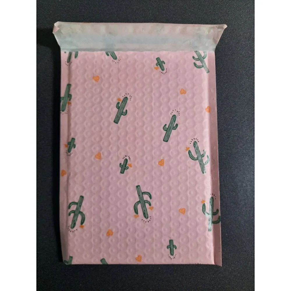 6x10 Bubble Padded Polymailer Envelopes Pink Cactus Western Desert Print 100 PK